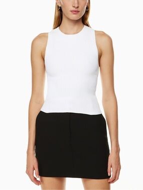 aritzia babaton sculpt knit racer tank in white